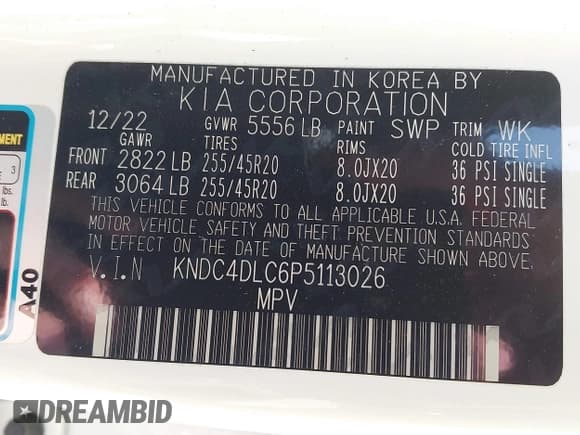 ✅ 2023 Kia EV6 GT-Line • VIN: KNDC4DLC6P5113026 • Lot: 42409836. Wystawiony na IAAI z przebiegiem 17 376 mil. Bezpłatny archiwum sprzedaży aukcyjnych z USA i szczegółowy raport historii pojazdu na DreamBid. Zdjęcie 9.