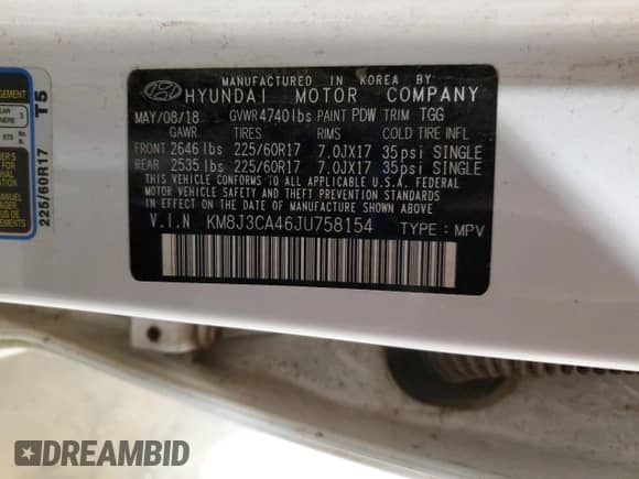 2018 Hyundai Tucson SEL with VIN KM8J3CA46JU758154, listed as a Copart auction lot 90376725 with Not provided miles and Clean title. Bid and sale history available at DreamBid. Image 13.