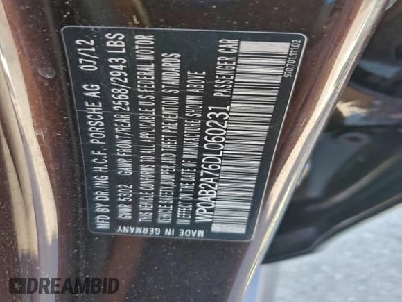 ✅ 2013 Porsche Panamera S • VIN: WP0AB2A76DL060231 • Lot: 91242245. Wystawiony na Copart z przebiegiem 143 044 mil. Bezpłatny archiwum sprzedaży aukcyjnych z USA i szczegółowy raport historii pojazdu na DreamBid. Zdjęcie 12.