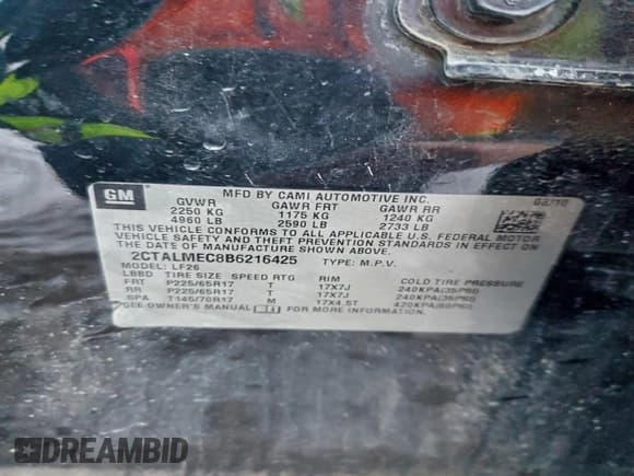 ✅ 2011 GMC Terrain SLE-1 • VIN: 2CTALMEC8B6216425 • Lot: 93884835. Wystawiony na Copart z przebiegiem 175 454 mil. Bezpłatny archiwum sprzedaży aukcyjnych z USA i szczegółowy raport historii pojazdu na DreamBid. Zdjęcie 14.