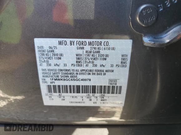 ✅ 2025 Ford Explorer ST • VIN: 1FMWK8GC6SGC40078 • Lot: 86498085. Wystawiony na Copart z przebiegiem 3 639 mil. Bezpłatny archiwum sprzedaży aukcyjnych z USA i szczegółowy raport historii pojazdu na DreamBid. Zdjęcie 14.