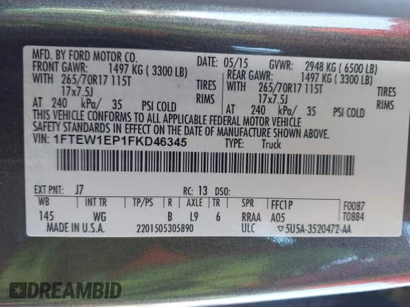 ✅ 2015 Ford F-150 XLT • VIN: 1FTEW1EP1FKD46345 • Lot: 43307501. Wystawiony na IAAI z przebiegiem 197 582 mil. Bezpłatny archiwum sprzedaży aukcyjnych z USA i szczegółowy raport historii pojazdu na DreamBid. Zdjęcie 9.