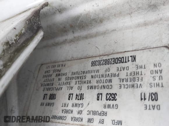 ✅ 2011 Chevrolet Aveo 1LT • VIN: KL1TD5DE2BB230366 • Lot: 41472714. Wystawiony na IAAI z przebiegiem 151 915 mil. Bezpłatny archiwum sprzedaży aukcyjnych z USA i szczegółowy raport historii pojazdu na DreamBid. Zdjęcie 9.