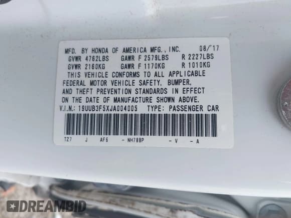 ✅ 2018 Acura TLX Technology • VIN: 19UUB3F5XJA004005 • Lot: 42902623. Listed on IAAI with 120,484 mi. Free auction sales archive from the USA and detailed vehicle history report at DreamBid. Image 9.