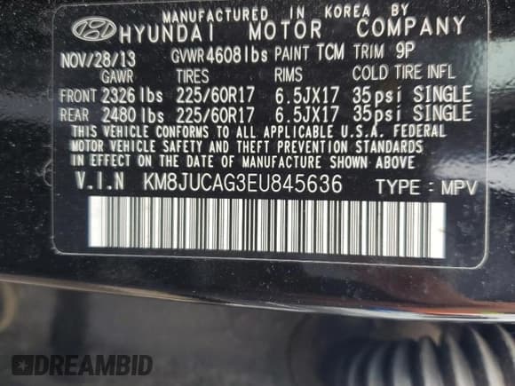 ✅ 2014 Hyundai Tucson SE • VIN: KM8JUCAG3EU845636 • Lot: 61118584. Wystawiony na Copart z przebiegiem Nie podano. Bezpłatny archiwum sprzedaży aukcyjnych z USA i szczegółowy raport historii pojazdu na DreamBid. Zdjęcie 12.