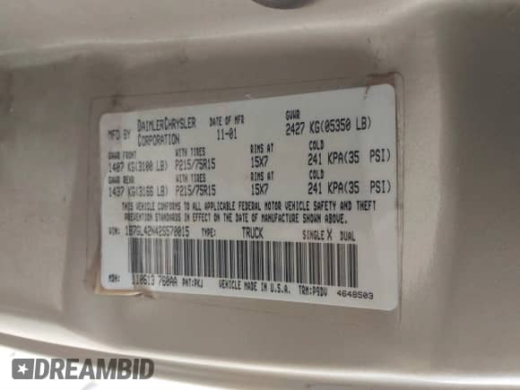 2002 Dodge Dakota SLT с VIN 1B7GL42N42S570015, выставлен на аукционе IAAI как лот 41339483 с пробегом 122 182 миль миль и . История ставок и продаж доступна на DreamBid. Изображение 9.