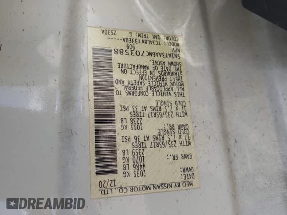 ✅ 2021 Nissan Rogue S • VIN: 5N1AT3AA6MC703588 • Lot: 43258842. Listed on IAAI with 134,914 mi. Free auction sales archive from the USA and detailed vehicle history report at DreamBid. Image 9.