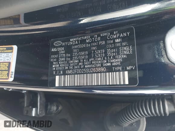 ✅ 2025 Hyundai Tucson Limited • VIN: KM8JFDD25SU263890 • Lot: 42970477. Wystawiony na IAAI z przebiegiem 838 mil. Bezpłatny archiwum sprzedaży aukcyjnych z USA i szczegółowy raport historii pojazdu na DreamBid. Zdjęcie 9.