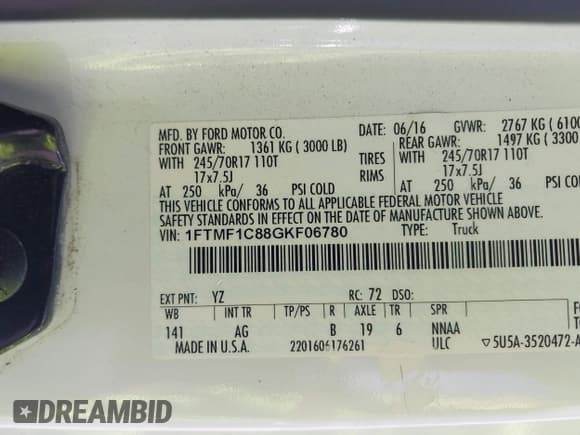 ✅ 2016 Ford F-150 XL • VIN: 1FTMF1C88GKF06780 • Лот: 42846270. Опубликован ранее на IAAI с пробегом 237 107 миль. Бесплатный доступ к архиву аукционных продаж из США и подробный отчёт об истории автомобиля на DreamBid. Изображение 9.