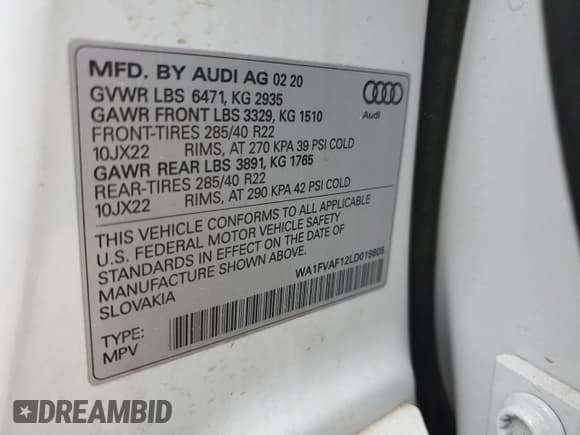 ✅ 2020 Audi Q8 Prestige • VIN: WA1FVAF12LD019805 • Lot: 46317153. Wystawiony na Copart z przebiegiem Nie podano. Bezpłatny archiwum sprzedaży aukcyjnych z USA i szczegółowy raport historii pojazdu na DreamBid. Zdjęcie 16.