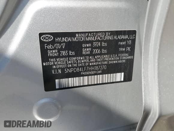 2017 Hyundai Elantra SE z VIN 5NPD84LF7HH187270, wystawiony jako Copart lot #69227885 z przebiegiem 73 485 mil mil oraz Szkoda całkowita • Salvage title. Historia ofert i sprzedaży dostępna na DreamBid. Obrazek 12.