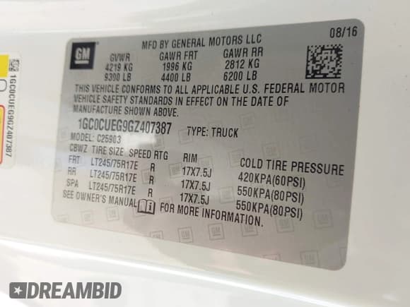 ✅ 2016 Chevrolet Silverado 2500HD Work Truck • VIN: 1GC0CUEG9GZ407387 • Lot: 42822609. Wystawiony na IAAI z przebiegiem 111 222 mil. Bezpłatny archiwum sprzedaży aukcyjnych z USA i szczegółowy raport historii pojazdu na DreamBid. Zdjęcie 9.