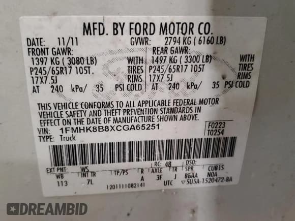 ✅ 2012 Ford Explorer • VIN: 1FMHK8B8XCGA65251 • Lot: 53715625. Wystawiony na Copart z przebiegiem 241 568 mil. Bezpłatny archiwum sprzedaży aukcyjnych z USA i szczegółowy raport historii pojazdu na DreamBid. Zdjęcie 13.