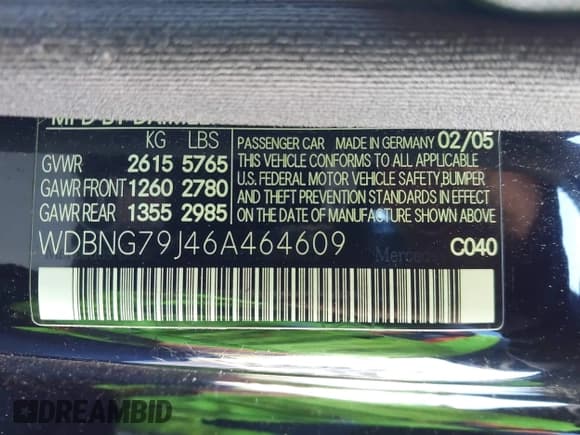 ✅ 2006 Mercedes-Benz S • VIN: WDBNG79J46A464609 • Lot: 43430392. Listed on IAAI with Not provided. Free auction sales archive from the USA and detailed vehicle history report at DreamBid. Image 9.