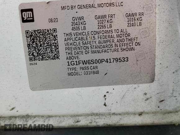 ✅ 2023 Chevrolet Bolt EV 1LT • VIN: 1G1FW6S00P4179533 • Lot: 54424045. Wystawiony na Copart z przebiegiem 32 291 mil. Bezpłatny archiwum sprzedaży aukcyjnych z USA i szczegółowy raport historii pojazdu na DreamBid. Zdjęcie 12.