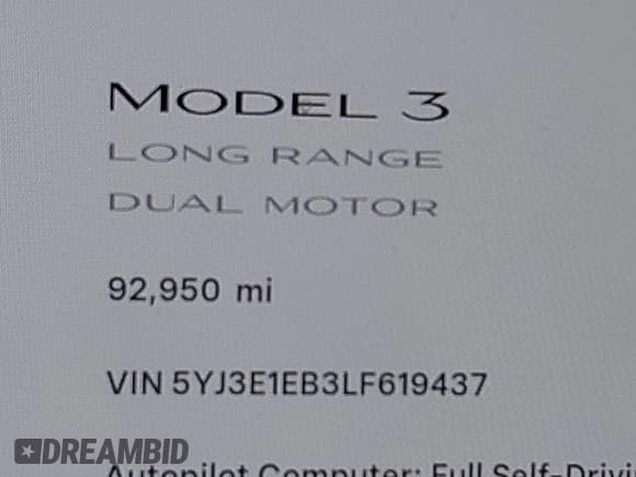 ✅ 2020 Tesla Model 3 Long Range • VIN: 5YJ3E1EB3LF619437 • Лот: 43112398. Опубликован ранее на IAAI с пробегом 92 950 миль. Бесплатный доступ к архиву аукционных продаж из США и подробный отчёт об истории автомобиля на DreamBid. Изображение 15.