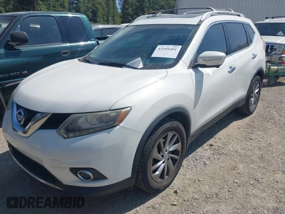 ✅ 2014 Nissan Rogue SL • VIN: 5N1AT2MT0EC834363 • Lot: 43105401. Listed on IAAI with 187,605 mi. Free auction sales archive from the USA and detailed vehicle history report at DreamBid. Image 2.