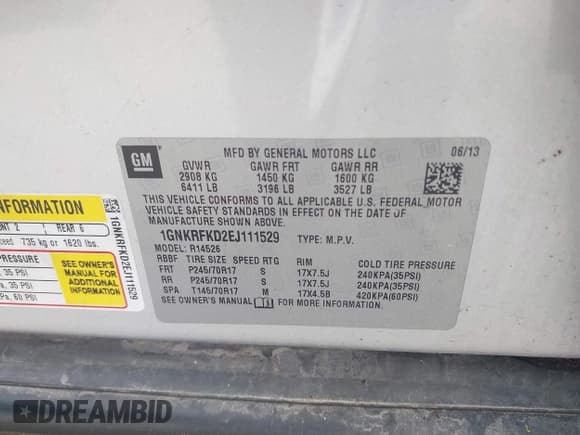 ✅ 2014 Chevrolet Traverse LS • VIN: 1GNKRFKD2EJ111529 • Lot: 43436395. Wystawiony na IAAI z przebiegiem Nie podano. Bezpłatny archiwum sprzedaży aukcyjnych z USA i szczegółowy raport historii pojazdu na DreamBid. Zdjęcie 9.