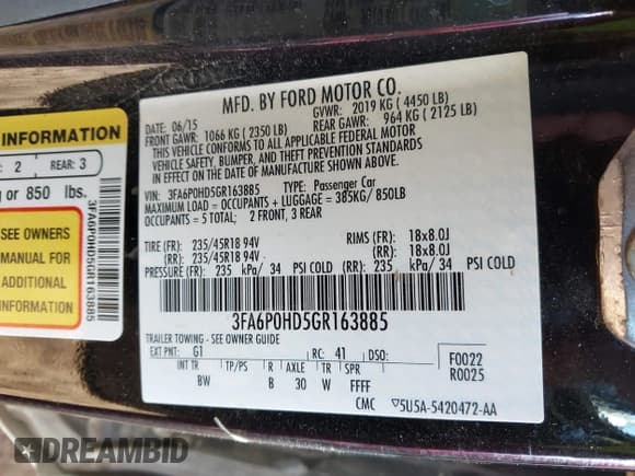 ✅ 2016 Ford Fusion SE • VIN: 3FA6P0HD5GR163885 • Лот: 43643232. Опубликован ранее на IAAI с пробегом 149 000 миль. Бесплатный доступ к архиву аукционных продаж из США и подробный отчёт об истории автомобиля на DreamBid. Изображение 9.