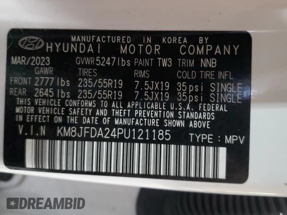 ✅ 2023 Hyundai Tucson Limited • VIN: KM8JFDA24PU121185 • Lot: 82311644. Wystawiony na Copart z przebiegiem 11 670 mil. Bezpłatny archiwum sprzedaży aukcyjnych z USA i szczegółowy raport historii pojazdu na DreamBid. Zdjęcie 13.