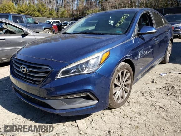 ✅ 2016 Hyundai Sonata Sport • VIN: 5NPE34AF3GH435034 • Lot: 45361833. Listed on Copart with 66,858 mi. Free auction sales archive from the USA and detailed vehicle history report at DreamBid. Image 1.