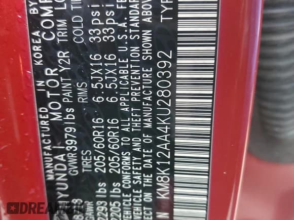 ✅ 2019 Hyundai Kona SE • VIN: KM8K12AA4KU280392 • Лот: 39726164. Опубликован ранее на Copart с пробегом 78 103 миль. Бесплатный доступ к архиву аукционных продаж из США и подробный отчёт об истории автомобиля на DreamBid. Изображение 13.