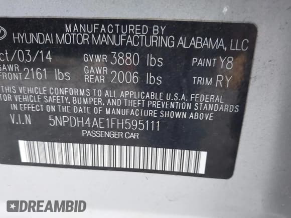 ✅ 2015 Hyundai Elantra SE • VIN: 5NPDH4AE1FH595111 • Lot: 42627746. Listed on IAAI with 119,690 mi. Free auction sales archive from the USA and detailed vehicle history report at DreamBid. Image 9.