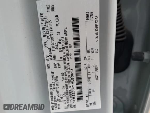 ✅ 2021 Ford Bronco • VIN: 1FMEE5DP1MLB00233 • Лот: 64839355. Опубликован ранее на Copart с пробегом 14 292 миль. Бесплатный доступ к архиву аукционных продаж из США и подробный отчёт об истории автомобиля на DreamBid. Изображение 12.