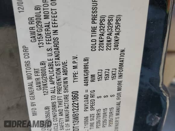 2001 Chevrolet Blazer LT z VIN 1GNDT13W812221860, wystawiony jako Copart lot #74085514 z przebiegiem Nie podano mil oraz Szkoda całkowita • Salvage title. Historia ofert i sprzedaży dostępna na DreamBid. Obrazek 13.