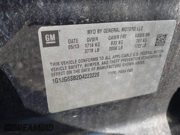 ✅ 2013 Chevrolet Sonic RS • VIN: 1G1JG6SB2D4223228 • Lot: 42941851. Wystawiony na IAAI z przebiegiem 120 433 mil mil. Skorzystaj z bezpłatnego archiwum sprzedaży aukcyjnych z USA i zobacz szczegółowy raport historii pojazdu na DreamBid. Zdjęcie 9.