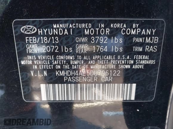 ✅ 2013 Hyundai Elantra Limited • VIN: KMHDH4AE5DU796122 • Лот: 43620255. Опубликован ранее на IAAI с пробегом 116 281 миль. Бесплатный доступ к архиву аукционных продаж из США и подробный отчёт об истории автомобиля на DreamBid. Изображение 9.