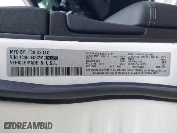 ✅ 2021 Jeep Grand Cherokee Overland • VIN: 1C4RJFCG2MC620580 • Лот: 42601709. Опубликован ранее на IAAI с пробегом 27 450 миль. Бесплатный доступ к архиву аукционных продаж из США и подробный отчёт об истории автомобиля на DreamBid. Изображение 9.