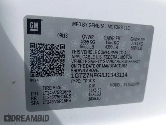 ✅ 2018 GMC Savana Cargo • VIN: 1GTZ7HFG5J1343114 • Lot: 41916364. Listed on IAAI with 108,714 mi. Free auction sales archive from the USA and detailed vehicle history report at DreamBid. Image 9.