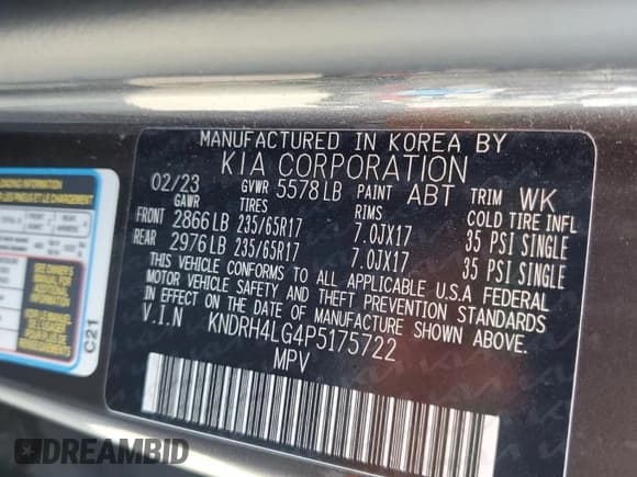 ✅ 2023 Kia Sorento EX • VIN: KNDRH4LG4P5175722 • Lot: 80898315. Wystawiony na Copart z przebiegiem 26 957 mil. Bezpłatny archiwum sprzedaży aukcyjnych z USA i szczegółowy raport historii pojazdu na DreamBid. Zdjęcie 13.