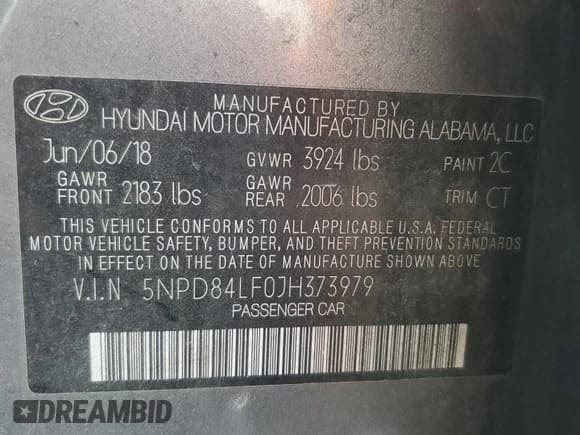 ✅ 2018 Hyundai Elantra Limited • VIN: 5NPD84LF0JH373979 • Lot: 85886165. Listed on Copart with 171,478 mi. Free auction sales archive from the USA and detailed vehicle history report at DreamBid. Image 13.