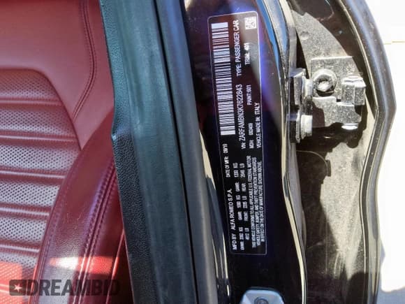 ✅ 2019 Alfa Romeo Giulia Ti Sport • VIN: ZARFAMBN3K7622843 • Lot: 57133925. Listed on Copart with 50,540 mi. Free auction sales archive from the USA and detailed vehicle history report at DreamBid. Image 12.