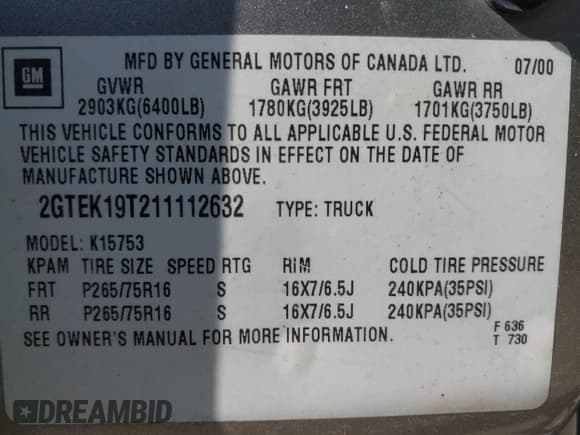 ✅ 2001 GMC Sierra 1500 SLE • VIN: 2GTEK19T211112632 • Лот: 43251469. Опубликован ранее на IAAI с пробегом 204 821 миль. Бесплатный доступ к архиву аукционных продаж из США и подробный отчёт об истории автомобиля на DreamBid. Изображение 9.