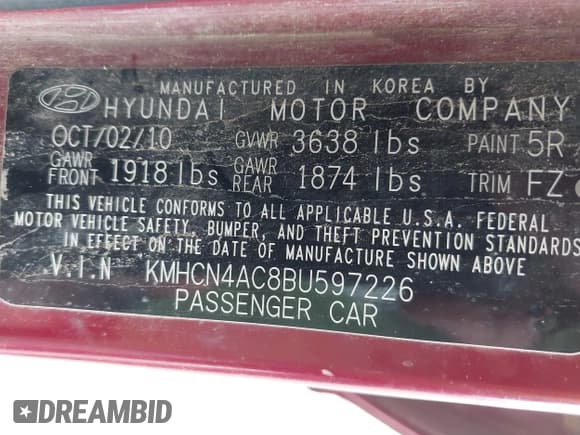 ✅ 2011 Hyundai Accent GLS • VIN: KMHCN4AC8BU597226 • Лот: 41963682. Опубликован ранее на IAAI с пробегом 166 020 миль. Бесплатный доступ к архиву аукционных продаж из США и подробный отчёт об истории автомобиля на DreamBid. Изображение 9.