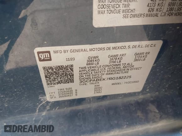 ✅ 2024 Chevrolet Silverado 1500 Custom • VIN: 3GCPABEK7RG182225 • Lot: 43367323. Wystawiony na IAAI z przebiegiem 22 339 mil. Bezpłatny archiwum sprzedaży aukcyjnych z USA i szczegółowy raport historii pojazdu na DreamBid. Zdjęcie 9.
