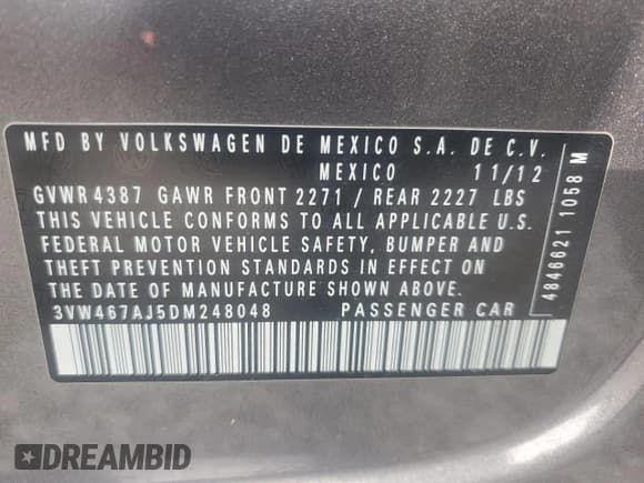 ✅ 2013 Volkswagen Jetta Autobahn • VIN: 3VW467AJ5DM248048 • Lot: 54397575. Wystawiony na Copart z przebiegiem 141 264 mil. Bezpłatny archiwum sprzedaży aukcyjnych z USA i szczegółowy raport historii pojazdu na DreamBid. Zdjęcie 13.