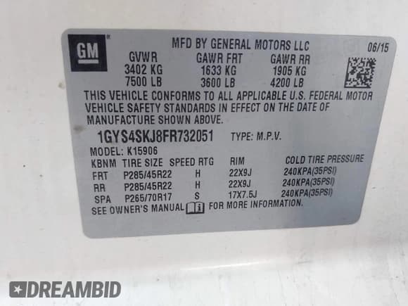 ✅ 2015 Cadillac Escalade ESV Luxury • VIN: 1GYS4SKJ8FR732051 • Lot: 43602405. Wystawiony na IAAI z przebiegiem 231 512 mil. Bezpłatny archiwum sprzedaży aukcyjnych z USA i szczegółowy raport historii pojazdu na DreamBid. Zdjęcie 9.