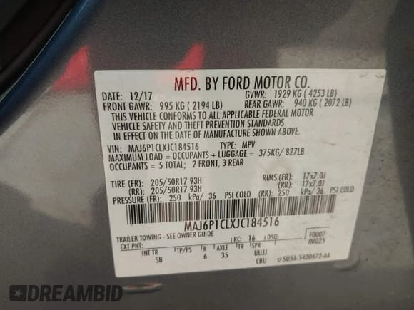 ✅ 2018 Ford EcoSport SES • VIN: MAJ6P1CLXJC184516 • Lot: 43138554. Wystawiony na IAAI z przebiegiem 95 064 mil. Bezpłatny archiwum sprzedaży aukcyjnych z USA i szczegółowy raport historii pojazdu na DreamBid. Zdjęcie 9.