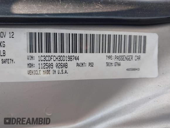 ✅ 2013 Dodge Dart Limited • VIN: 1C3CDFCH3DD198744 • Lot: 42423221. Listed on IAAI with 132,286 mi. Free auction sales archive from the USA and detailed vehicle history report at DreamBid. Image 9.