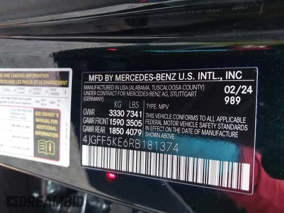 ✅ 2024 Mercedes-Benz GLS 450 • VIN: 4JGFF5KE6RB181374 • Lot: 41433880. Listed on IAAI with 9,389 mi. Free auction sales archive from the USA and detailed vehicle history report at DreamBid. Image 9.