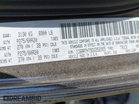 ✅ 2016 Ram 1500 Sport • VIN: 1C6RR7HT9GS252355 • Lot: 40565977. Listed on IAAI with 116,252 mi. Free auction sales archive from the USA and detailed vehicle history report at DreamBid. Image 9.