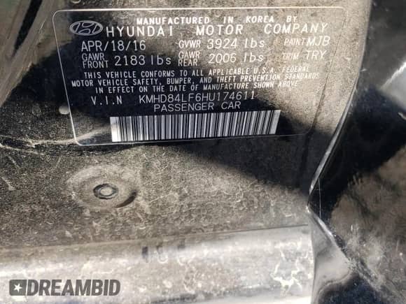 ✅ 2017 Hyundai Elantra SE • VIN: KMHD84LF6HU174611 • Lot: 85322915. Wystawiony na Copart z przebiegiem 138 988 mil. Bezpłatny archiwum sprzedaży aukcyjnych z USA i szczegółowy raport historii pojazdu na DreamBid. Zdjęcie 12.