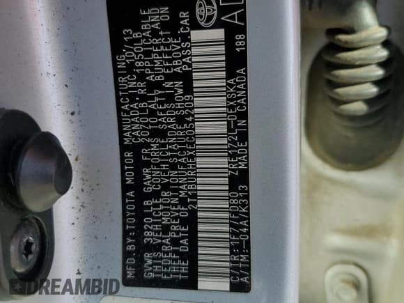 ✅ 2014 Toyota Corolla L • VIN: 2T1BURHEXEC054209 • Lot: 91427625. Listed on Copart with 130,632 mi. Free auction sales archive from the USA and detailed vehicle history report at DreamBid. Image 12.