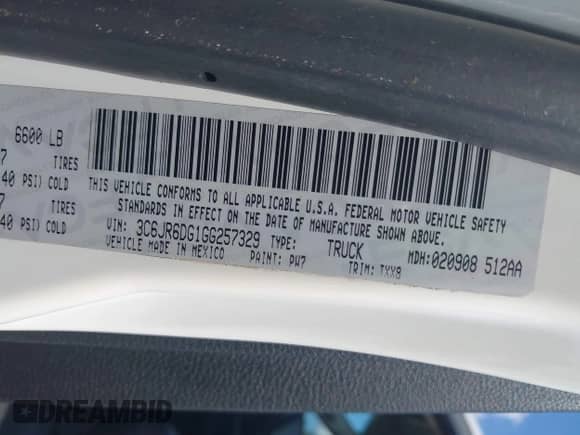 2016 Ram 1500 Tradesman с VIN 3C6JR6DG1GG257329, выставлен на аукционе IAAI как лот 42559274 с пробегом 202 261 миль миль и . История ставок и продаж доступна на DreamBid. Изображение 9.