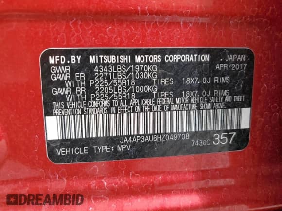 2017 Mitsubishi Outlander ES с VIN JA4AP3AU6HZ049708, выставлен на аукционе Copart как лот 89575595 с пробегом 114 283 миль миль и Списание • Salvage title. История ставок и продаж доступна на DreamBid. Изображение 12.