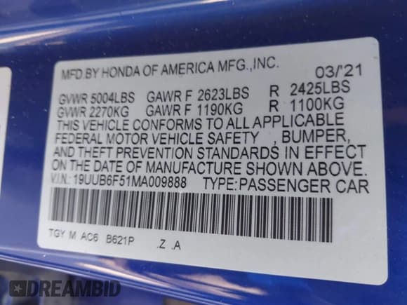 ✅ 2021 Acura TLX w/A-Spec Package • VIN: 19UUB6F51MA009888 • Lot: 41671410. Listed on IAAI with 57,518 mi. Free auction sales archive from the USA and detailed vehicle history report at DreamBid. Image 9.